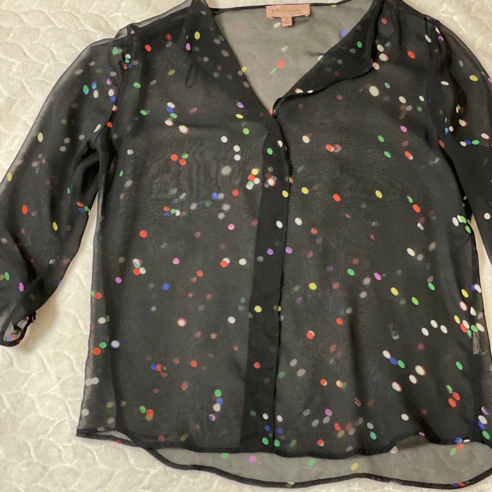 Philosophy Sheer Polka Dot Top Blouse (P196)